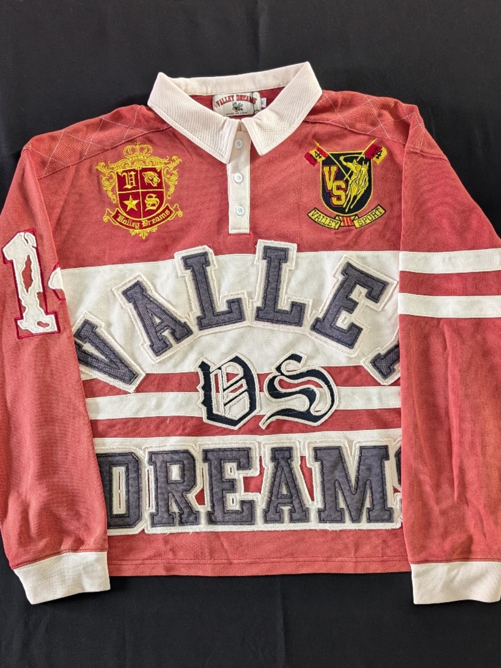Vale Forever Valley Dreams Rugby Shirt Mens XL Red White Embroidered Polo NWT